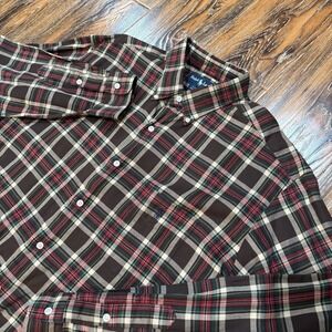 Ralph Lauren McMeel‎ Mens Plaid Button Down Shirt Brown Red Green Cotton L Large